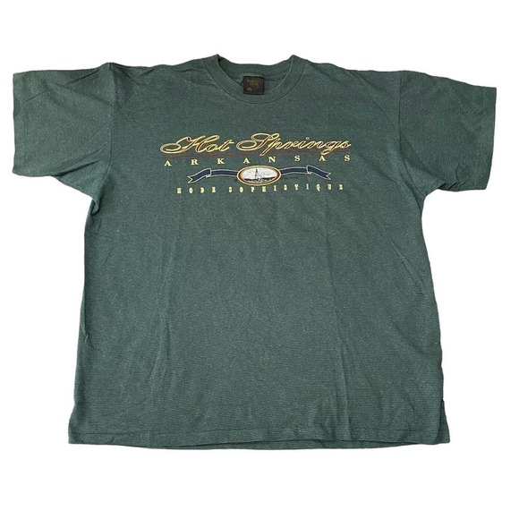 Vintage tourist travel Hot Springs Arkansas single stitch Striped T-Shirt Sz XL - Picture 1 of 8